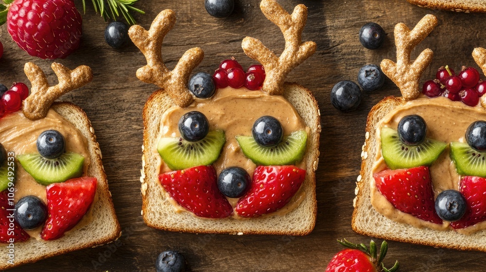 Fun Holiday Toast Art with Cheerful Reindeer Faces Fun Holiday Toast Art with Cheerful Reindeer Faces