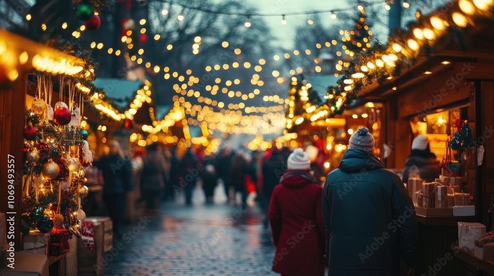 A vibrant Christmas market with vendors selling handcrafted gifts, glowing string lights, and festive garlands. --ar 16:9 --v 6.1 Job ID: 5e26f9dd-68bb-4594-b335-178dd723277f A vibrant Christmas market with vendors selling handcrafted gifts, glowing string lights, and festive garlands. --ar 16:9 --v 6.1 Job ID: 5e26f9dd-68bb-4594-b335-178dd723277f