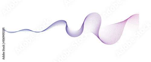 smooth flowing wave dots halftone lines dynamic blue purple pink gradient isolated on transparent background concept of technology, digital, communication, science, music vector illustration