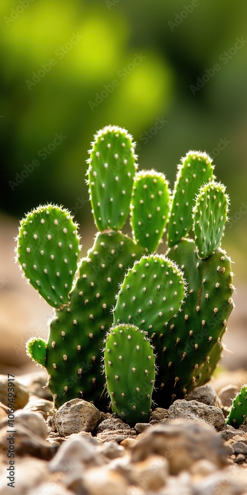 Close-Up of Green Cactus in Desert Environment, Nature and Botanical Detail, Ideal for Gardening and Nature-Themed Illustrations Close-Up of Green Cactus in Desert Environment, Nature and Botanical Detail, Ideal for Gardening and Nature-Themed Illustrations