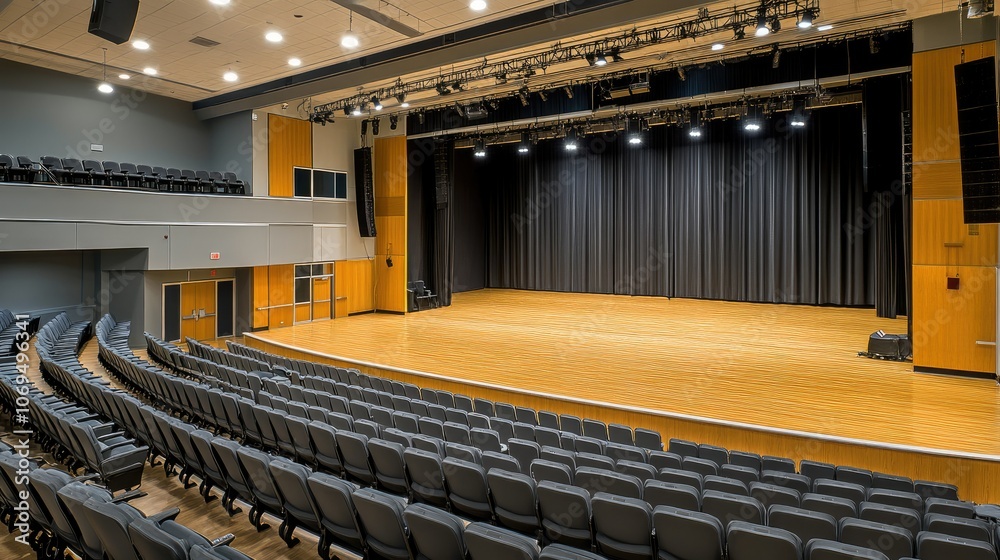 Fototapeta premium Modern auditorium with empty seating and stage