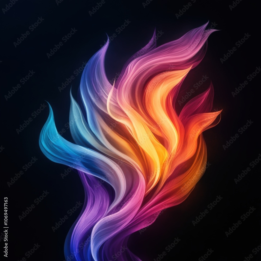 Colorful abstract wave patterns on a dark background, vibrant and dynamic.