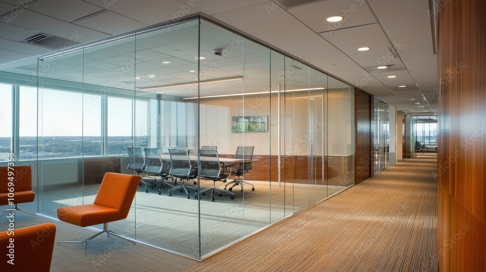Modern Glass Meeting Room with Bright Natural Light Modern Glass Meeting Room with Bright Natural Light