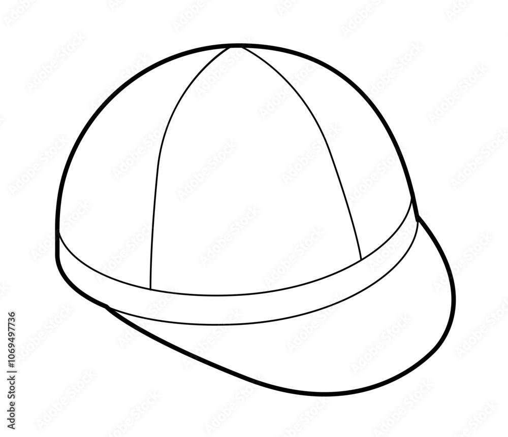 Jockey Cap Hat. Summer Head Fashion accessory clothing technical illustration. Vector headgear for Men, women, unisex style, flat template CAD mockup sketch outline isolated Jockey Cap Hat. Summer Head Fashion accessory clothing technical illustration. Vector headgear for Men, women, unisex style, flat template CAD mockup sketch outline isolated