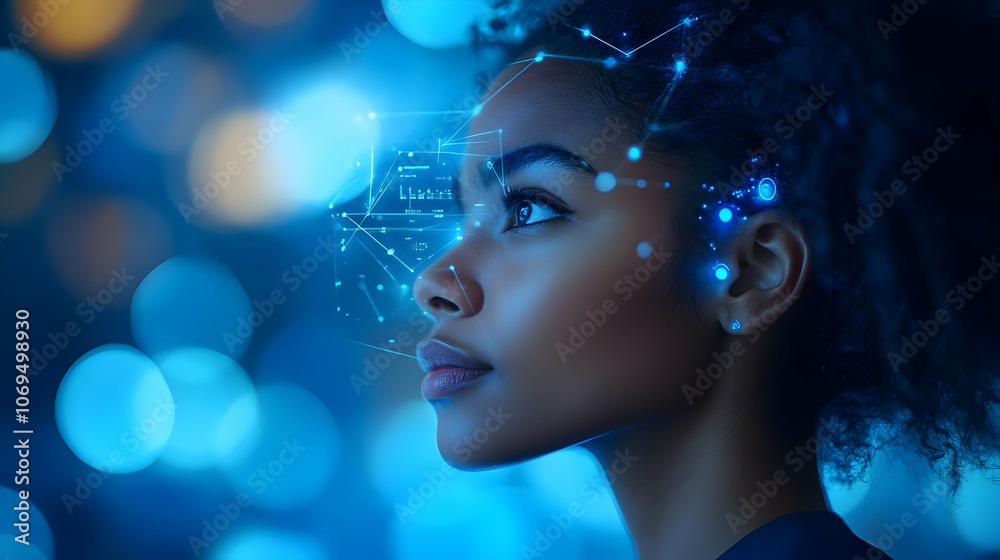 Woman with Digital Interface Illustration Woman with Digital Interface Illustration