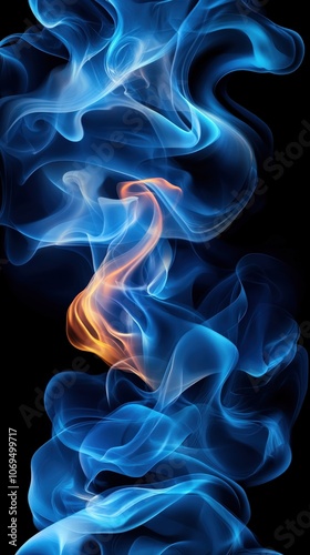 Colorful smoke swirling against a dark background, creating dynamic patterns.