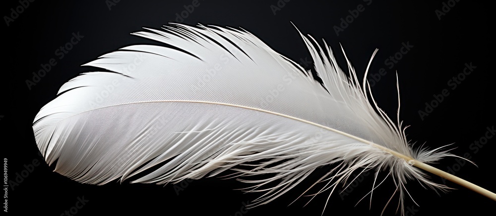 Single white feather isolated on a black background. Single white feather isolated on a black background.