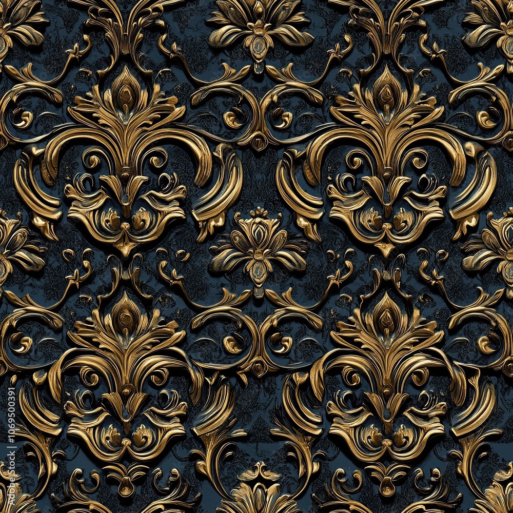 Intricate Gold and Black Ornate Floral Design Intricate Gold and Black Ornate Floral Design