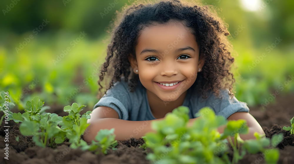 Smiling Girl in a Garden - Realistic Photo Smiling Girl in a Garden - Realistic Photo
