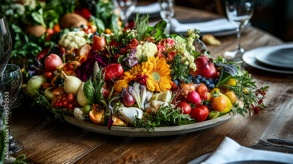 Abundant Farm-to-Table Vegetable and Fruit Centerpiece Abundant Farm-to-Table Vegetable and Fruit Centerpiece