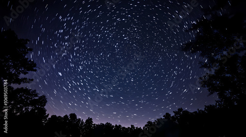 A time lapse of the stars moving across the night sky, showcasing the earth rotation and the celestial dance of the constellations. Celestial. Illustration
