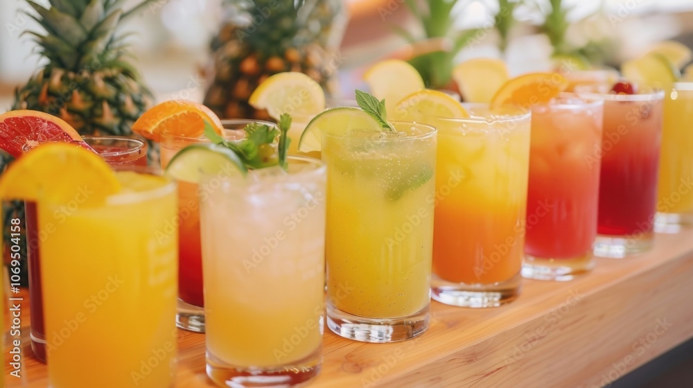 The menu of mocktail options featuring clever and playful names for each creation. The menu of mocktail options featuring clever and playful names for each creation.