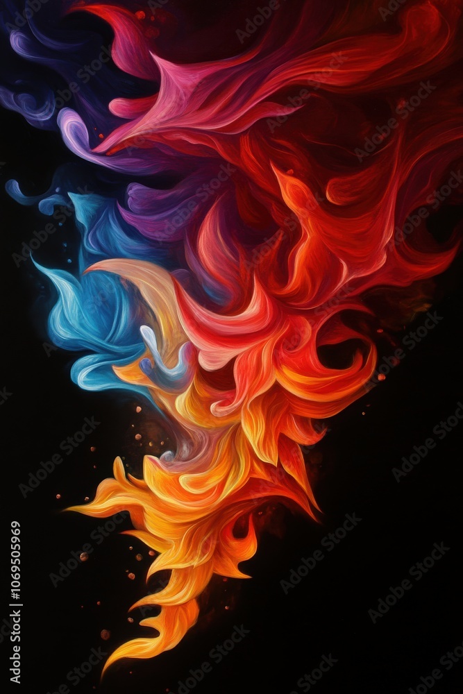 Vibrant abstract swirl of colors on a dark background, dynamic and energetic flow. Vibrant abstract swirl of colors on a dark background, dynamic and energetic flow.