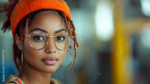 Woman with Orange Beanie and Glasses - Portrait Photography