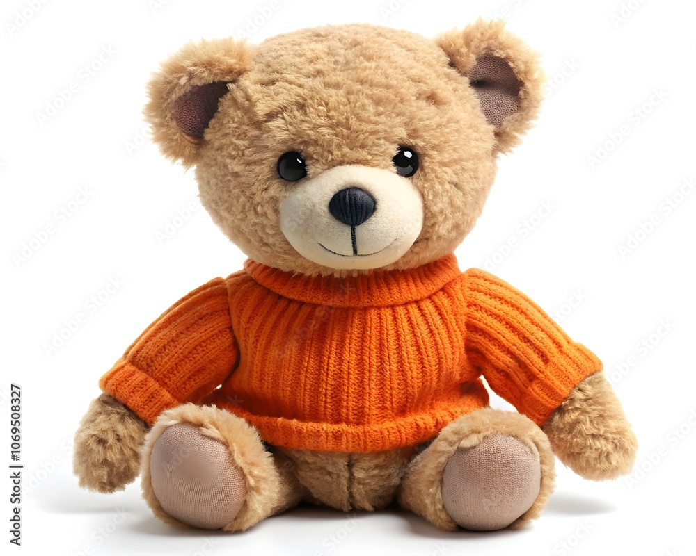 cute and cuddly bear cub in winter clothes, isolated on white background cute and cuddly bear cub in winter clothes, isolated on white background