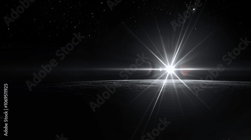 Black Background White Lens Flare Star Glowing Light Sun Streaks High Resolution Photography vector Illustration