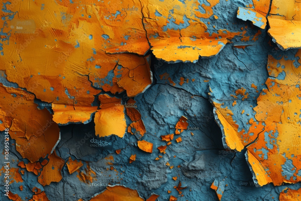 Fototapeta premium Orange Grunge Abstract Background with Old Plaster Wall Texture