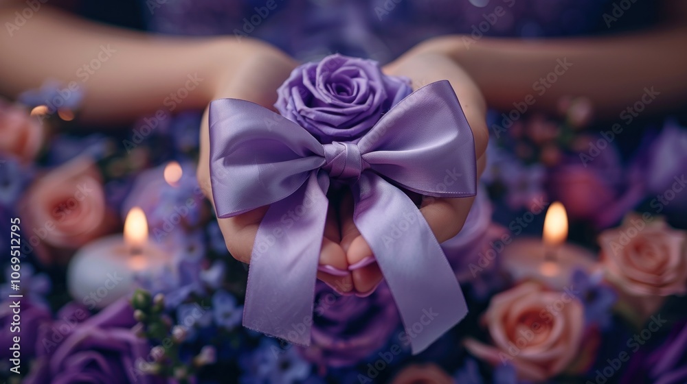 Obraz premium Purple Rose and Candles