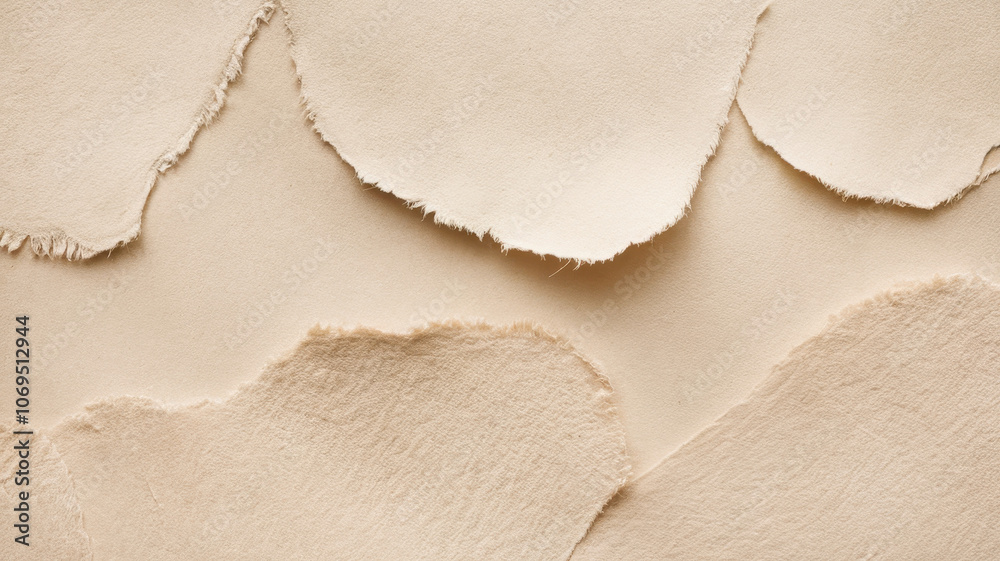 Fototapeta premium Textured beige leather strips arranged artistically, showcasing natural edges and soft surfaces, ideal for design and crafting projects.