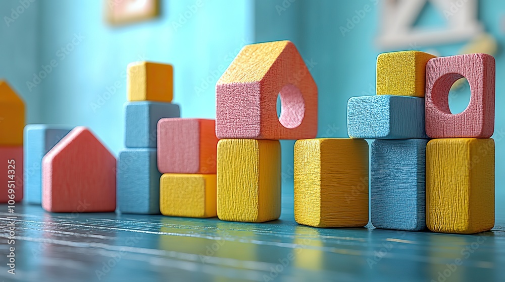 3D geometric blocks designed for children’s developmental play, presented as colorful cartoon shapes. 3D geometric blocks designed for children’s developmental play, presented as colorful cartoon shapes.