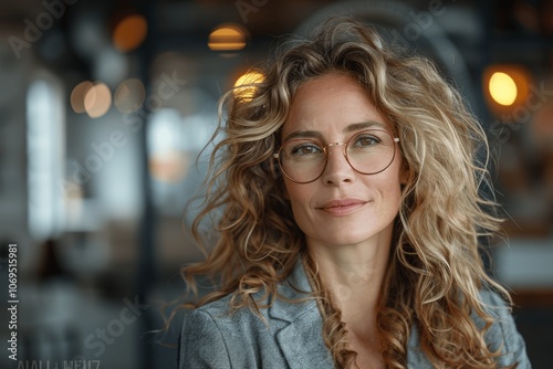 Confident Senior Businesswoman Smiling in Modern Office