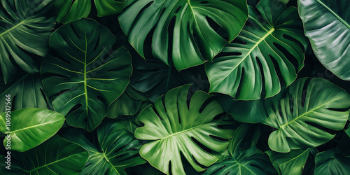 Wallpaper Mural green tropical jungle leaves background Torontodigital.ca