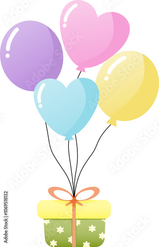 gift box with balloons