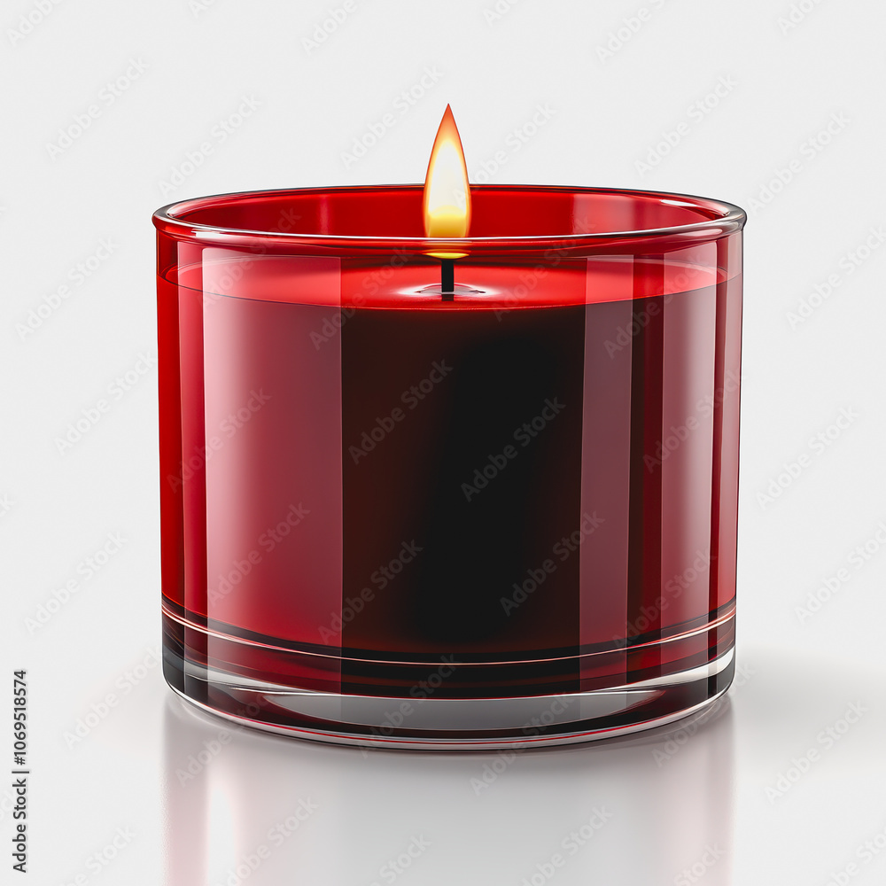 Red Candle on White Background for Christmas Decor Red Candle on White Background for Christmas Decor