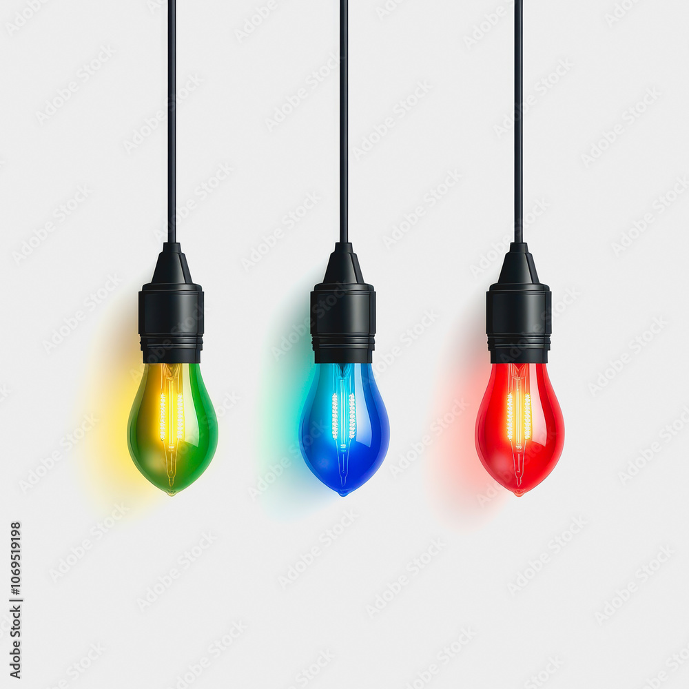 Vibrant Christmas Lights on White Background