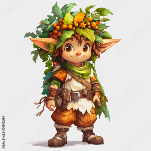 Festive Elf Character on White Background