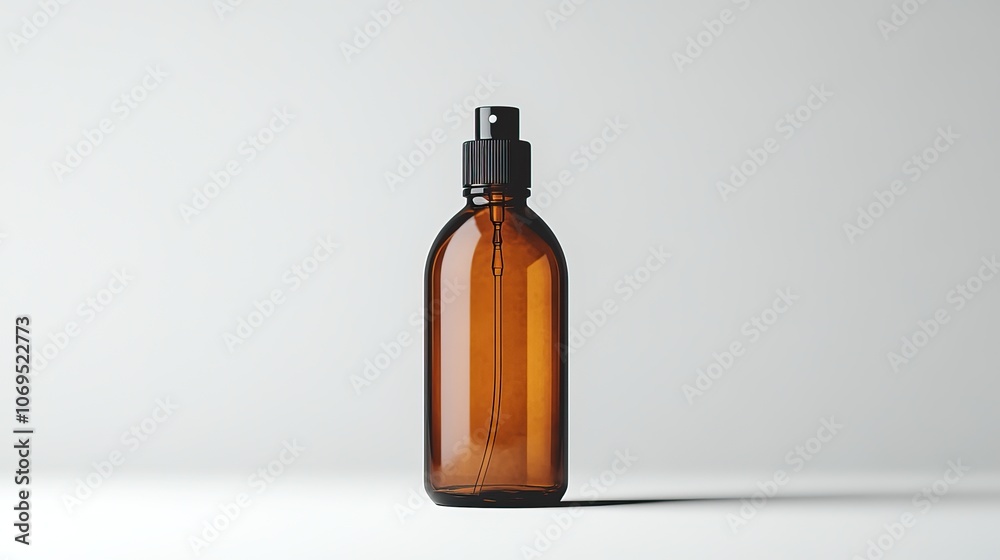 A brown cosmetic bottle is shown in isolation against a clean white background. A brown cosmetic bottle is shown in isolation against a clean white background.