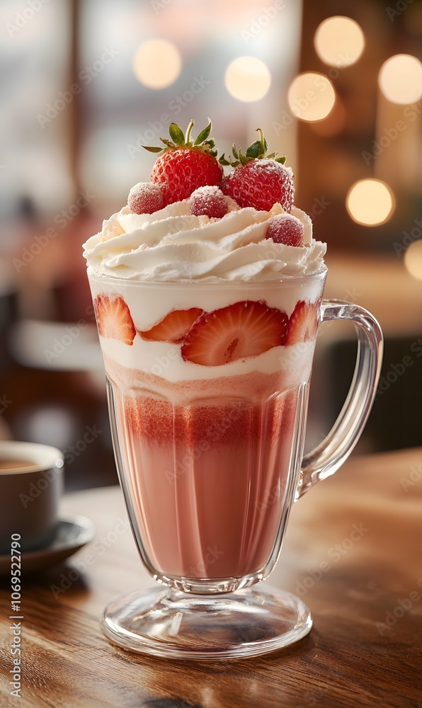 Delicious strawberry latte image,generation AI Delicious strawberry latte image,generation AI