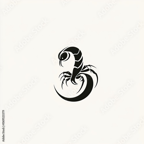 Black and White Stylized Scorpion Illustration photo