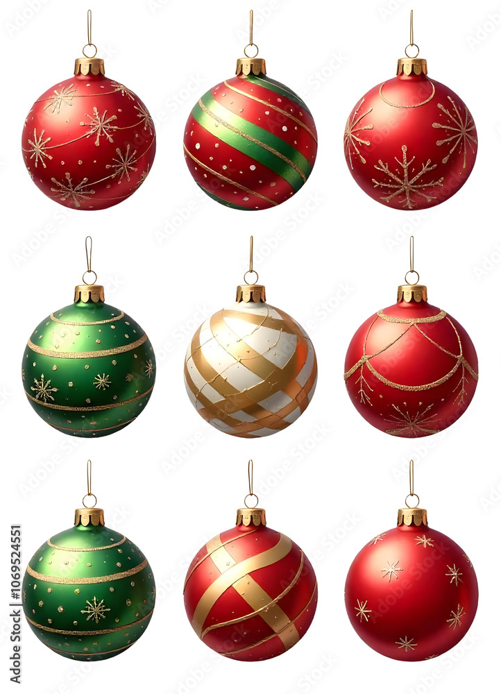 Set of Transparent Christmas Tree Balls - Green, Red, and Gold Set of Transparent Christmas Tree Balls - Green, Red, and Gold