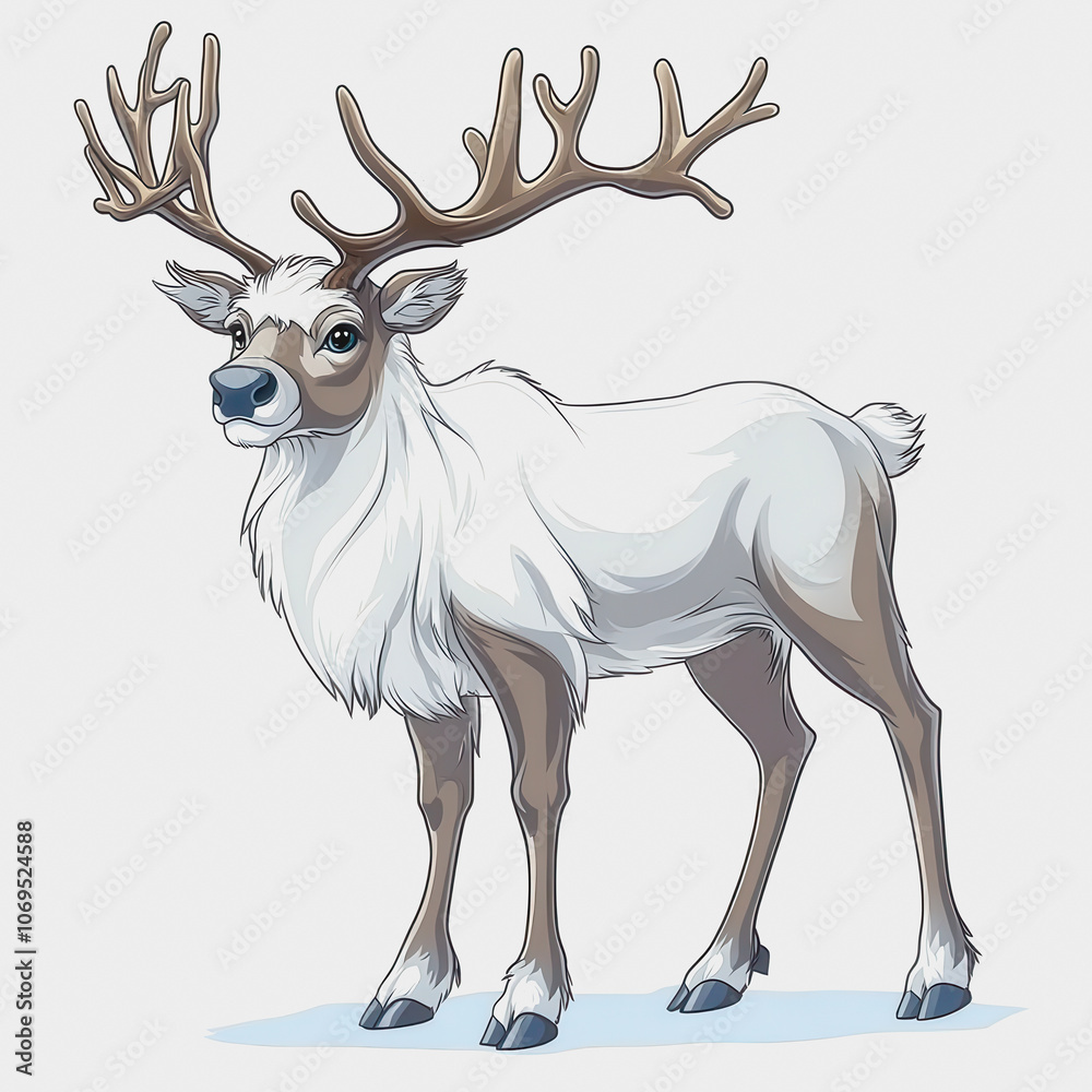 Obraz premium Elegant Reindeer Design on White Background