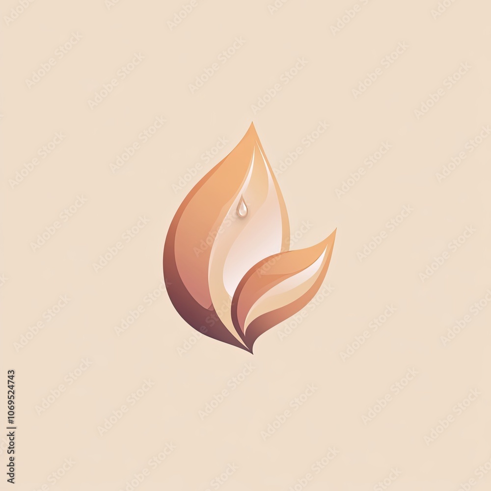 Abstract Logo Design with Two Leaves and a Water Drop Abstract Logo Design with Two Leaves and a Water Drop