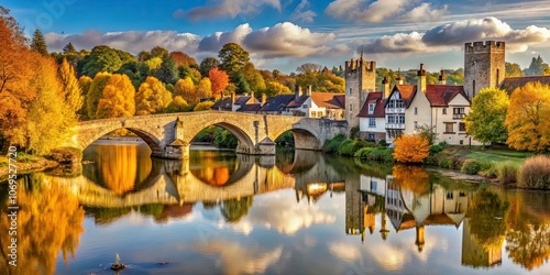 Panoramic view of Aylesford village in Kent photo