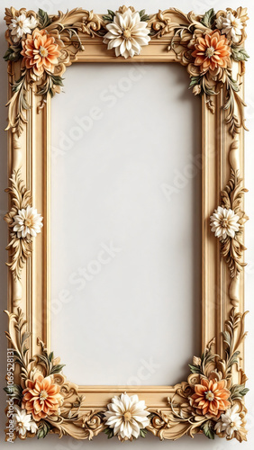 wooden frame with flower and rose ornament