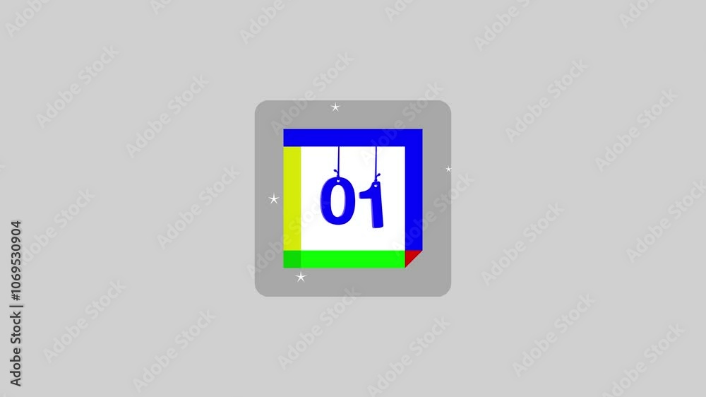 Calendar Page Icon Animation with '01' Date in 4K – Modern Countdown Visual for Time Tracking, Scheduling, and Event Planning. Calendar Page Icon Animation with '01' Date in 4K – Modern Countdown Visual for Time Tracking, Scheduling, and Event Planning.