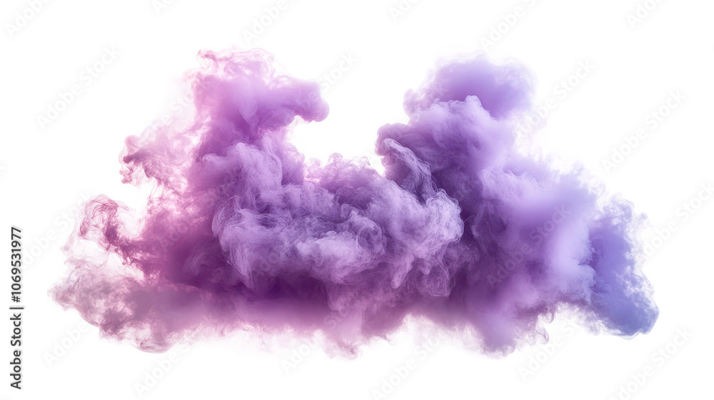 Fototapeta premium Floating purple smoke clouds create eerie atmosphere, swirling and blending in shades of violet and lavender on transparent background