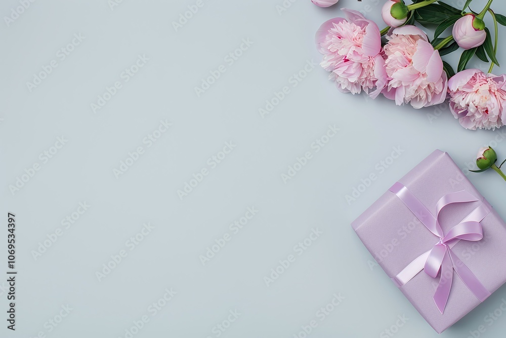 Pink peonies and lavender gift box with ribbon, minimalist floral composition, elegant and delicate design, pastel-inspired aesthetic, romantic and fresh gift arrangement
Pink peonies and lavender gift box with ribbon, minimalist floral composition, elegant and delicate design, pastel-inspired aesthetic, romantic and fresh gift arrangement