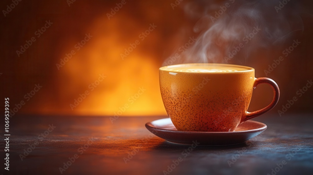 a freshly brewed cup of coffee sits atop a solid color background, steam rising gently, inviting warmth and comfort in a minimalistic presentation a freshly brewed cup of coffee sits atop a solid color background, steam rising gently, inviting warmth and comfort in a minimalistic presentation