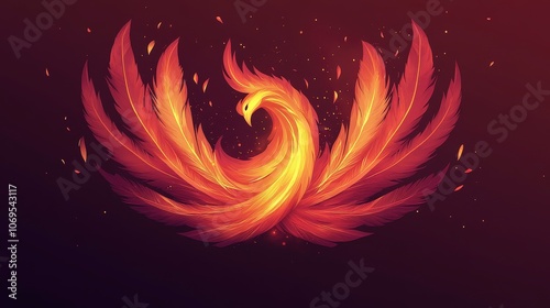 Vibrant Phoenix Rising from Fiery Flames