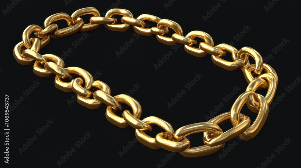 Obraz premium A golden chain isolated on transparent background.