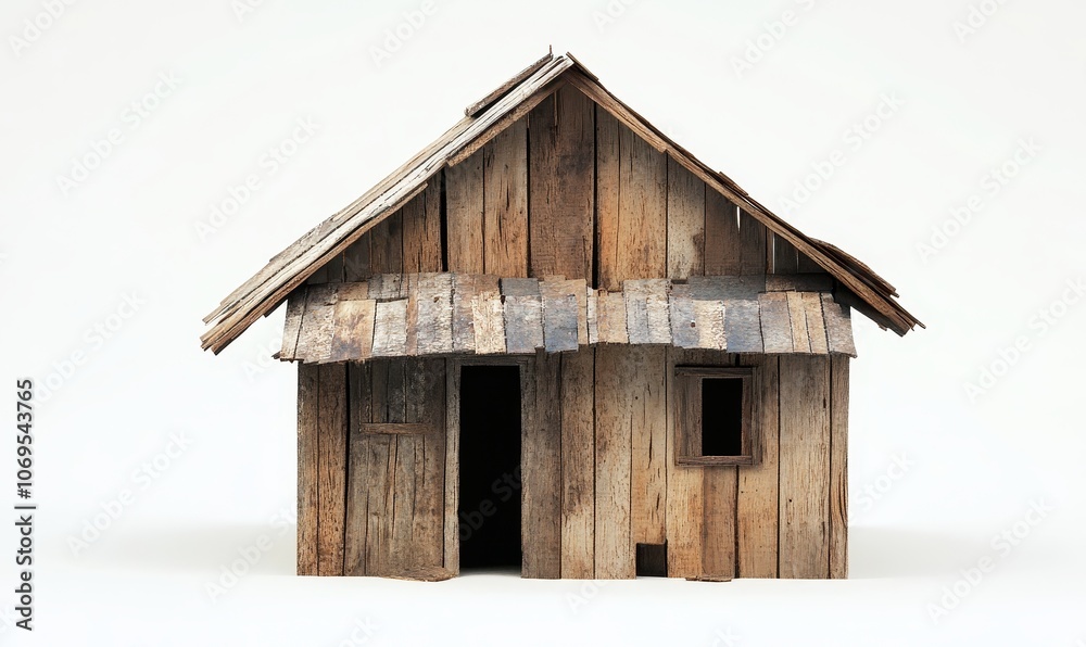 A graphic of a rustic wooden shanty with a sloped roof and intricate textures, set against a white background. A graphic of a rustic wooden shanty with a sloped roof and intricate textures, set against a white background.