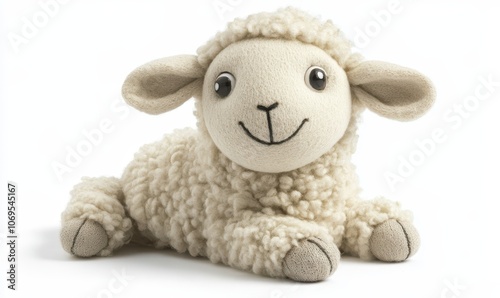 A playful lambkin with a soft coat and expressive eyes, perfect for delightful illustrations, isolated against a white background.