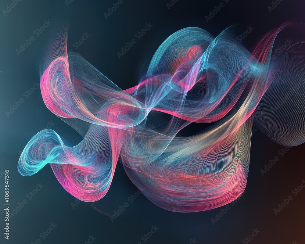 Obraz premium Abstract Fluid Art with Blue and Pink Swirls. Generative AI