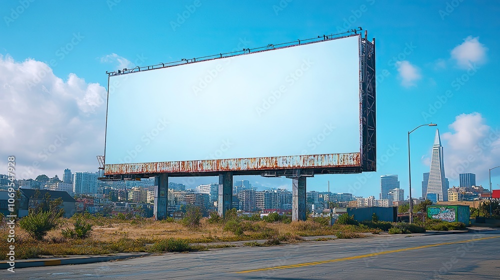 A large billboard in an urban environment awaits advertising content, strategically positioned for maximum exposure. A large billboard in an urban environment awaits advertising content, strategically positioned for maximum exposure.