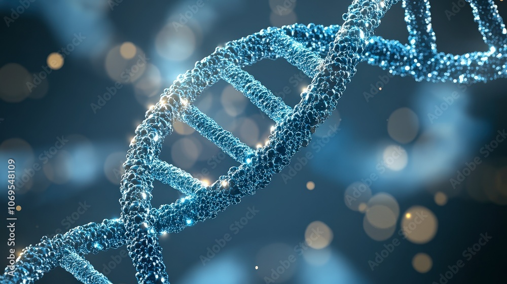 Blue Glowing DNA Strand Molecular Structure Blue Glowing DNA Strand Molecular Structure