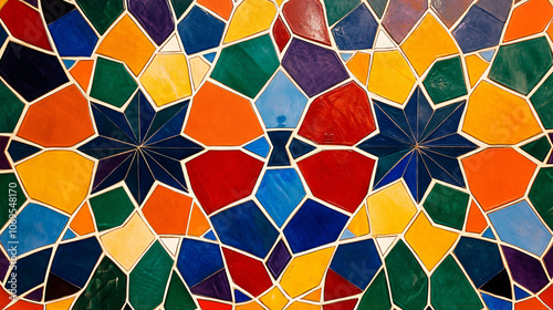 Geometric pattern with contrasting bright colors.